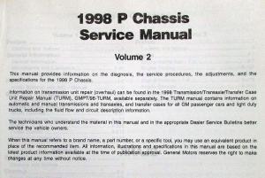 1998 GMC Chevrolet P12 Chassis Motorhome Series Service Shop Manual - 3 Vol