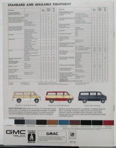 1987 GMC Rally STX Custom Van Truck Sales Brochure Original
