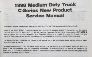 1998 GMC Truck Chevrolet New Product Service Information Manual