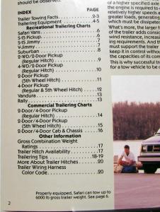 1988 GMC Truck Trailering Guide Pickups Vans Suburban Jimmy Sales Brochure Orig