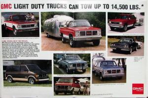 1988 GMC Truck Van Cab & Chassis Trailering Requirements Sales Brochure Original
