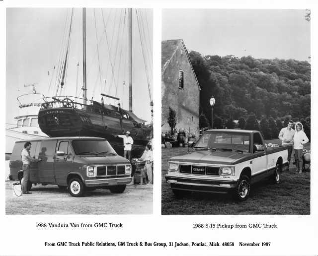 1988 GMC Vandura Van and S-15 Pickup Truck Press Photo 0319