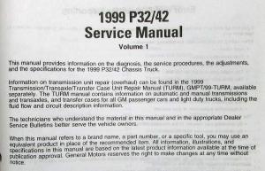 1999 GMC Chevrolet P32/42 Chassis Motorhome and Commercial Service Manual 3 Vol