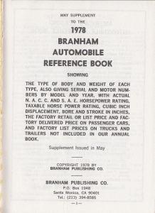 1978 Branham Automobile Reference Book - May Supplement