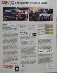 1988 GMC Safari SLT SLE SLX Rally STD STX Custom Vans Sales Brochure Original