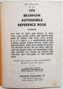 1970 Branham Automobile Reference Book - May Supplement