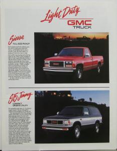 1989 GMC Sierra Jimmy Suburban Safari Rally Vans Truck Sales Brochure Folder