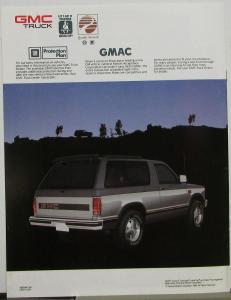 1989 GMC S-15 Jimmy Gypsy Sierra Truck Sales Brochure Original