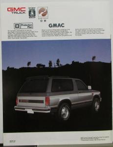 1989 GMC S-15 Jimmy Gypsy Sierra Truck Sales Brochure Original