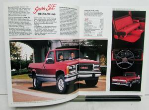 1989 GMC Sierra SLE SLX SL 4x4 Pickup Cab Chassis Truck Sales Brochure Original