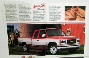 1989 GMC Sierra SLE SLX SL 4x4 Pickup Cab Chassis Truck Sales Brochure Original