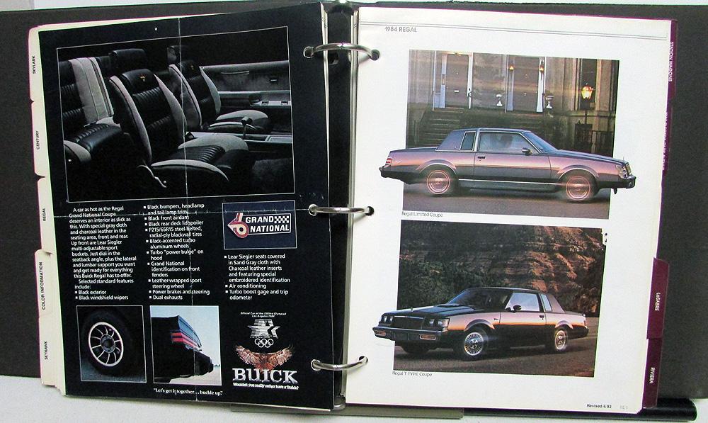 1984 Buick Dealer Album Paint Chips Upholstery Skylark LeSabre Riviera