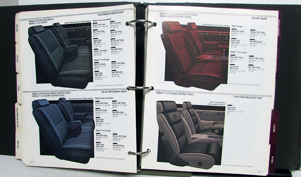 1984 Buick Dealer Album Paint Chips Upholstery Skylark LeSabre Riviera