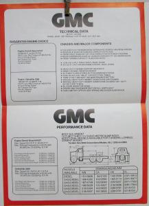 1978 GMC Model J8C064 8000 Series Truck Tech & Performance Data Sheet Original