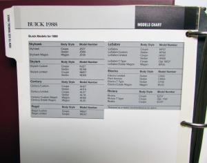 1988 Buick Dealers Album Paint Chips Upholstery Skyhawk Skylark LeSabre Riviera