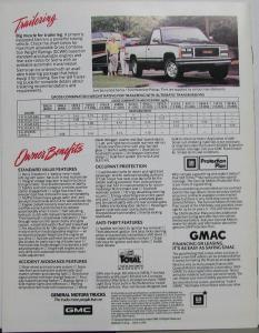 1989 GMC Sierra Pickup Truck CANADIAN Sales Brochure Original