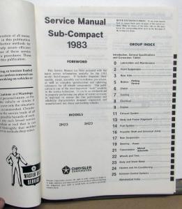 1983 Dodge Plymouth Sapporo Challenger Dealer Service Shop Repair Manual
