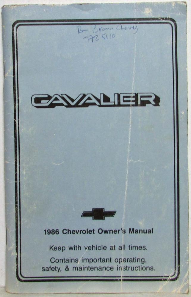 1986 Chevrolet Cavalier Owners Manual