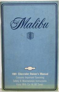 1981 Chevrolet Malibu Owners Manual