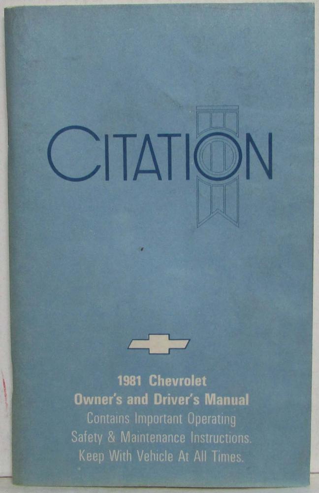 1981 Chevrolet Citation Owners Manual