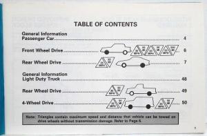 1988 General Motors Passenger Car and Light Truck Towing Instructions Manual