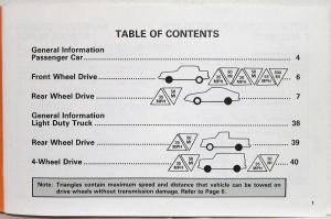 1987 General Motors Passenger Car and Light Truck Towing Instructions Manual