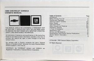 1989 Chevrolet Corsica Owners Manual