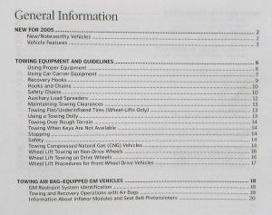 2005 General Motors Passenger Car and Light Truck Towing Instructions Manual