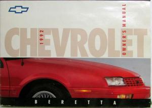 1992 Chevrolet Beretta Owners Manual with Extras