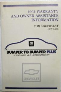 1992 Chevrolet Beretta Owners Manual with Extras