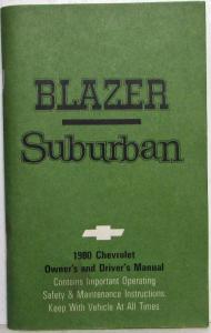 1980 Chevrolet Blazer and Suburban Owners and Drivers Manual