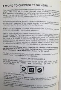 1980 Chevrolet Blazer and Suburban Owners and Drivers Manual