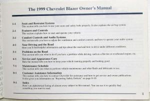 1999 Chevrolet Blazer Owners Manual