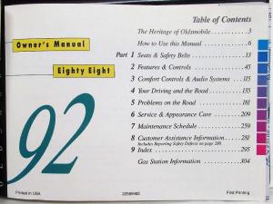 1992 Oldsmobile Eighty Eight Owners Manual