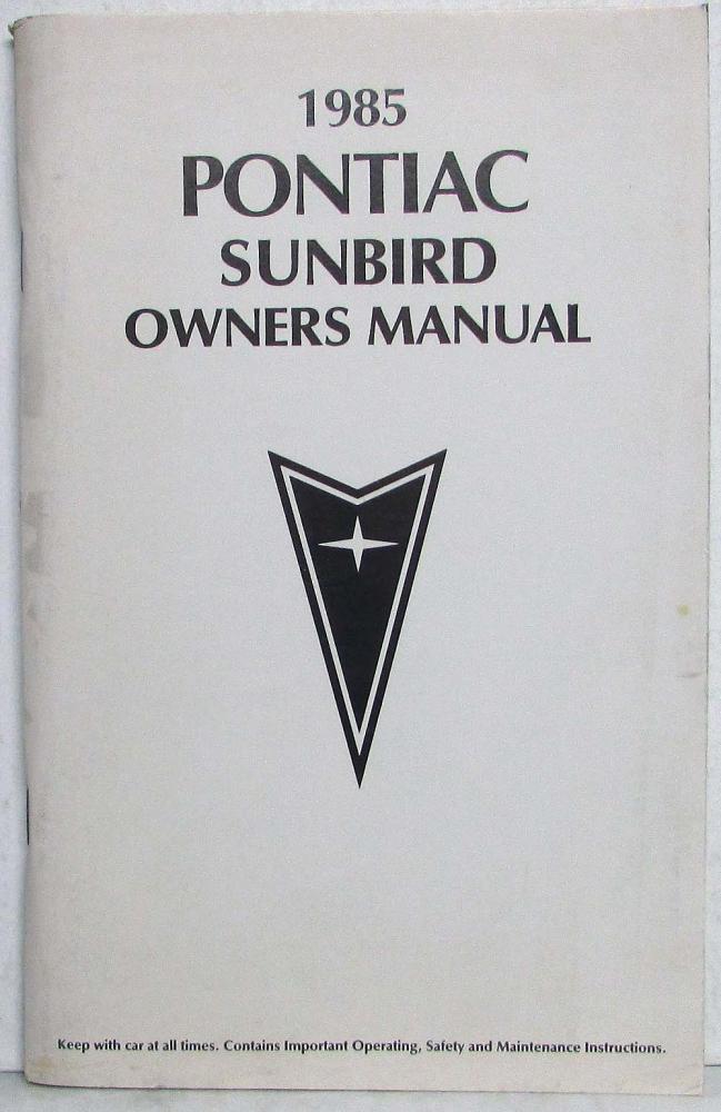 1985 Pontiac Sunbird Owners Manual