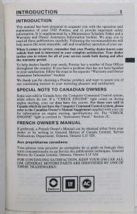 1985 Pontiac Sunbird Owners Manual