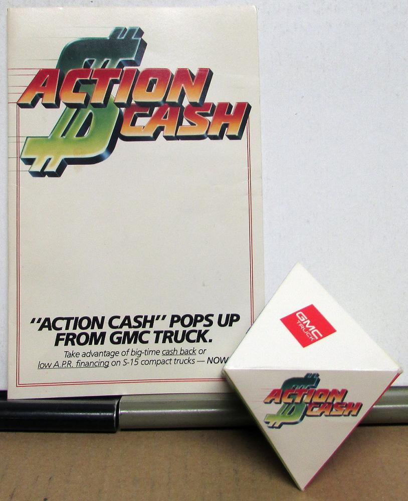 1989 1990 GMC S-15 Pickup & Jimmy Truck Popup Action Cash Cube Sales Folder Orig