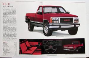 1990 GMC Sierra SL SLX SLE Pickup Cab Chassis Truck Sales Brochure Original