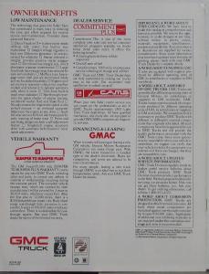 1990 GMC Safari Van SLX SLE SLT Truck Sales Brochure Original