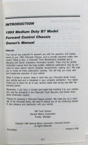 1993 Chevrolet B7 Medium Duty Truck Owners Manual