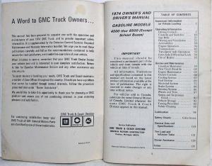 1974 GMC 4500 thru 8500 Owners and Drivers Manual Except Buses - Gasoline