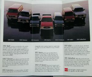 1991 GMC Light Truck Rally Jimmy Sonoma Sierra Safari Suburban Sales Brochure