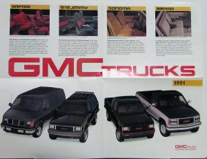 1991 GMC Safari Jimmy Sonoma Sierra Truck Sales Brochure Folder Poster Original