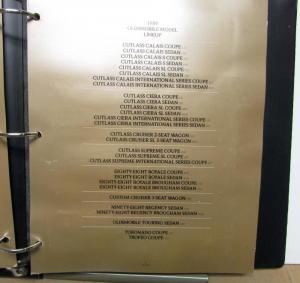 1989 Oldsmobile Dealers Album Paint Chips Upholstery Toronado Ninety Eight