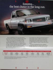 1992 GMC Trucks Pickup Van Resale Value Report Sales Brochure Original