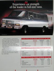 1992 GMC Trucks Pickup Van Resale Value Report Sales Brochure Original