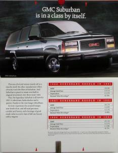 1992 GMC Trucks Pickup Van Resale Value Report Sales Brochure Original