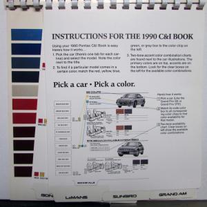 1990 Pontiac Dealers Album Paint Chips Upholstery Trans Am Firebird Formula GTA