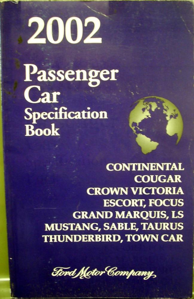 2002 Ford Mercury Lincoln Car Service Specs Manual Mustang GT Town Car