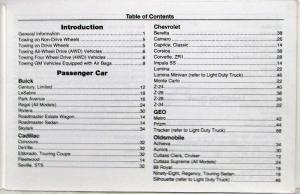 1995 General Motors Passenger Car and Light Truck Towing Instructions Manual